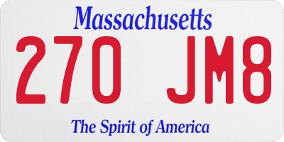 MA license plate 270JM8