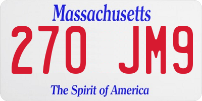 MA license plate 270JM9