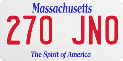 MA license plate 270JN0