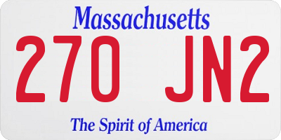 MA license plate 270JN2