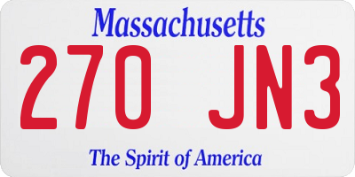 MA license plate 270JN3
