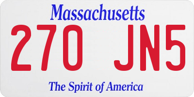 MA license plate 270JN5