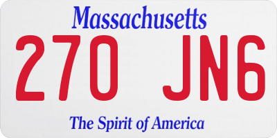 MA license plate 270JN6