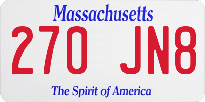 MA license plate 270JN8