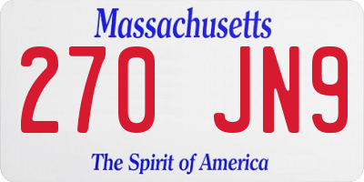 MA license plate 270JN9
