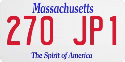 MA license plate 270JP1