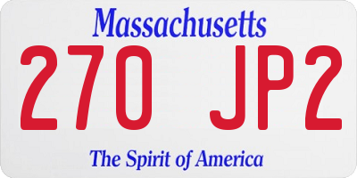 MA license plate 270JP2
