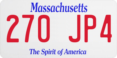 MA license plate 270JP4