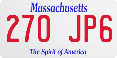MA license plate 270JP6
