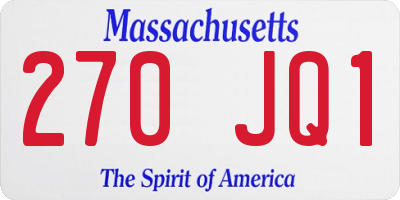 MA license plate 270JQ1