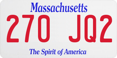 MA license plate 270JQ2