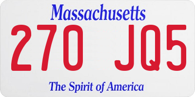 MA license plate 270JQ5
