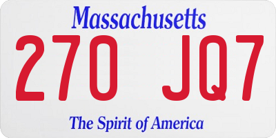 MA license plate 270JQ7