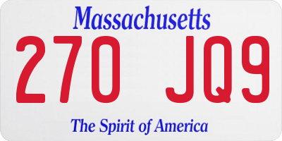 MA license plate 270JQ9