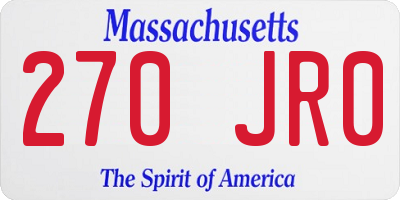 MA license plate 270JR0