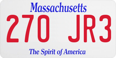 MA license plate 270JR3