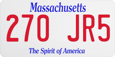 MA license plate 270JR5