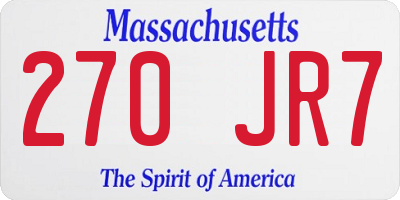 MA license plate 270JR7