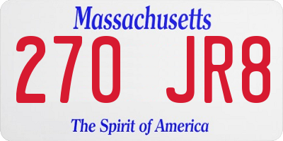 MA license plate 270JR8