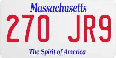 MA license plate 270JR9