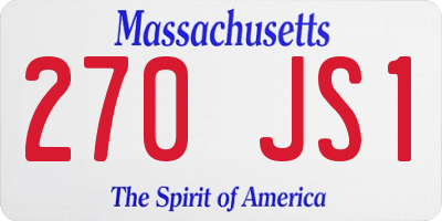 MA license plate 270JS1