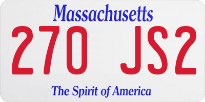 MA license plate 270JS2