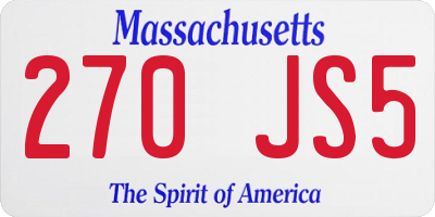 MA license plate 270JS5
