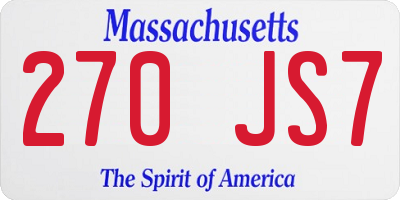 MA license plate 270JS7