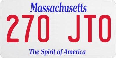 MA license plate 270JT0