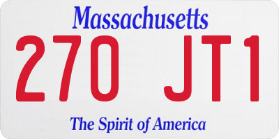 MA license plate 270JT1