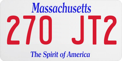 MA license plate 270JT2