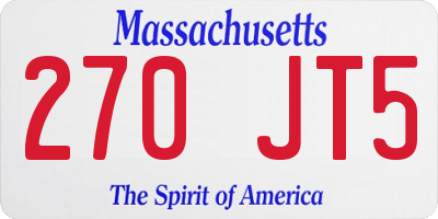 MA license plate 270JT5