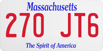 MA license plate 270JT6