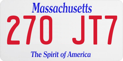 MA license plate 270JT7
