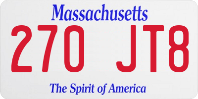 MA license plate 270JT8