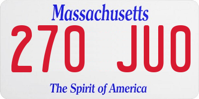 MA license plate 270JU0