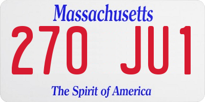 MA license plate 270JU1