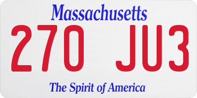 MA license plate 270JU3
