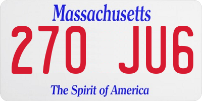 MA license plate 270JU6