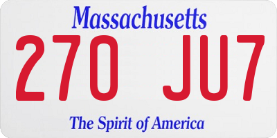MA license plate 270JU7