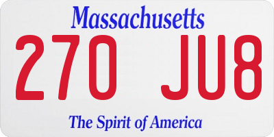 MA license plate 270JU8