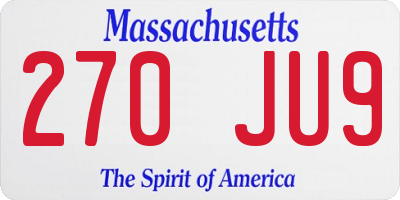 MA license plate 270JU9
