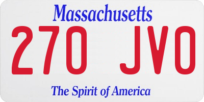 MA license plate 270JV0
