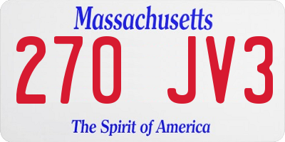 MA license plate 270JV3