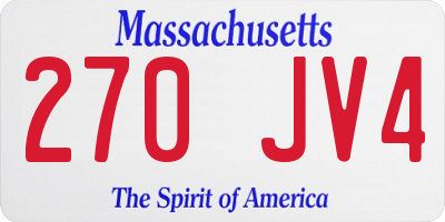 MA license plate 270JV4