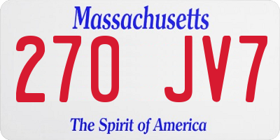 MA license plate 270JV7