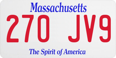 MA license plate 270JV9