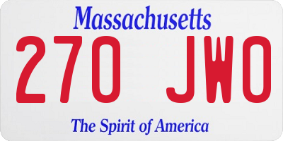 MA license plate 270JW0