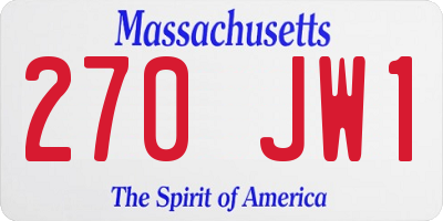MA license plate 270JW1