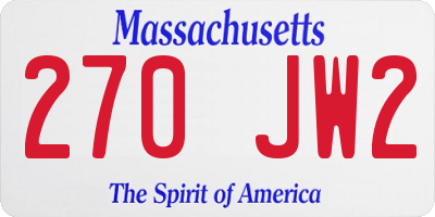 MA license plate 270JW2